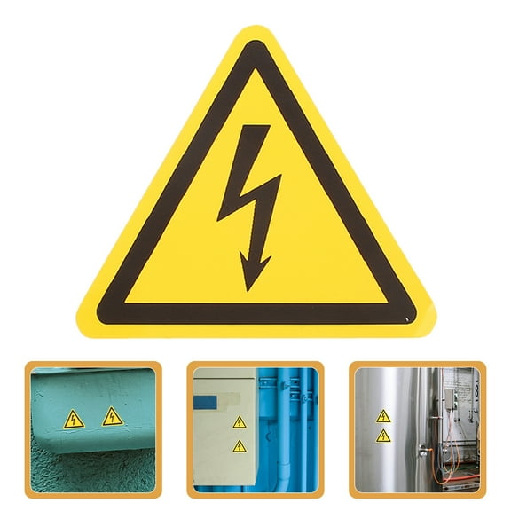 Masteelf 12PCS High Voltage Warning Stickers Electric Shock Risk Safety Labels for Electrical Panels 4cm Triangle Signs