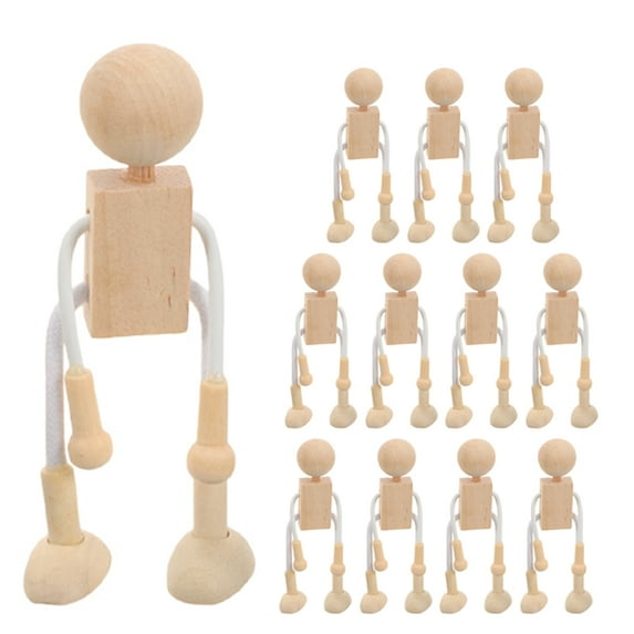 Masteelf 12pcs Unfinished Wooden Peg Dolls for Crafting, Wood Dolls Perfect for Art Projects, Painting, and Home Decor
