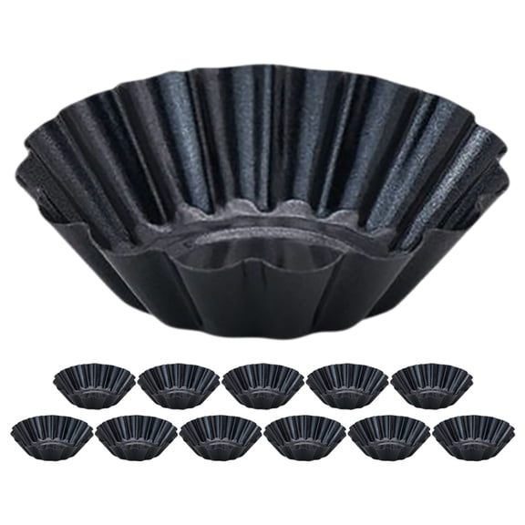 Masteelf 12pcs Carbon Steel Egg Tart Shell Molds Chrysanthemum Design Cake Molds DIY Non-Stick Baking Pan Reusable Muffins Tin for Making Tarts Cupcakes