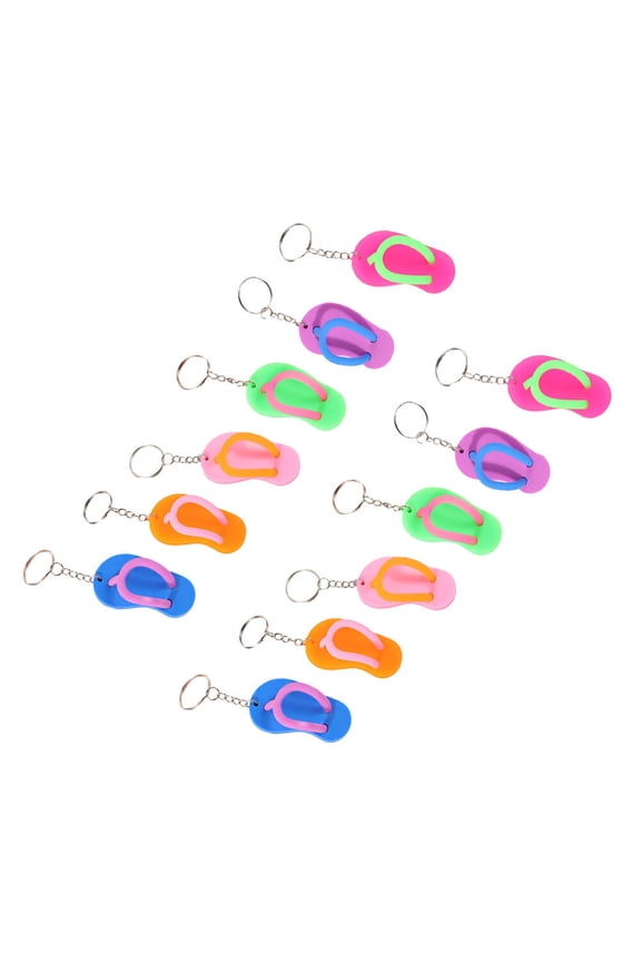 Chic Flip-Flops Shaped Keychains for Handbags and Keys Assorted Color Rubber 12pcs