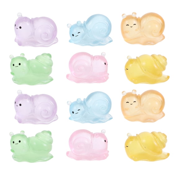 Masteelf 12pcs Cute Snail Garden Ornaments Mini Snail Figurines Night Glow Animal Decorations for Garden and Landscape