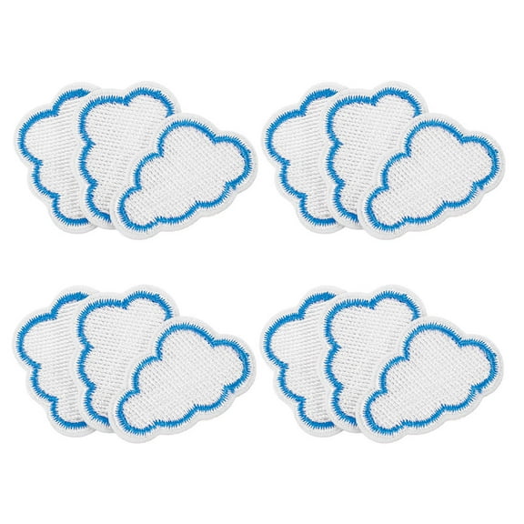 Masteelf 12pcs Iron-On Cloud Shape Embroidery Patches Cute Cloud Appliques Cartoon Patch for Jeans Jackets Backpacks Hats Clothing Decoration
