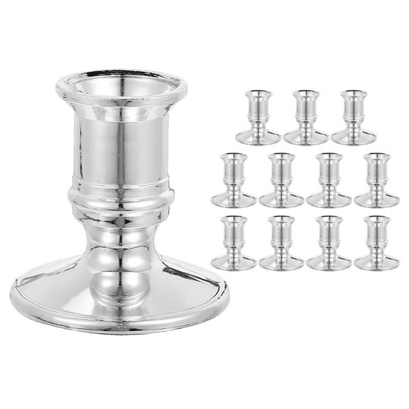 Masteelf 12pcs Vintage Candlestick Tabletop Candle Stand Plastic Pillar Candle Stand Table Decor