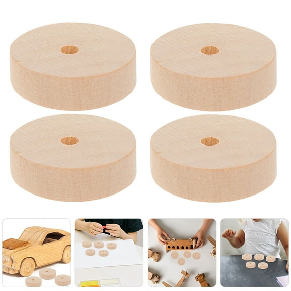 Masteelf 12-Pack Small Unfinished Wooden Wheels for Crafting, Flat Blank Wood Wheels Ideal for Creative Woodworking Projects
