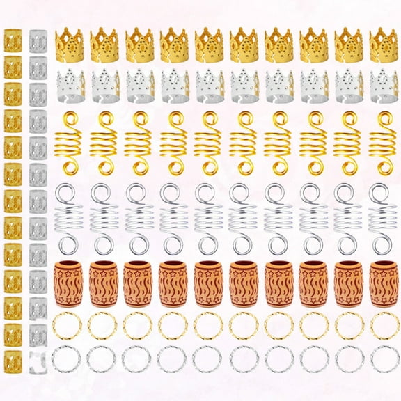 Masteelf 140pcs Hollow Out Dreadlocks Metal Hair Cuffs Hair Accessory Delicate Hair Decoration Tube for Women Men