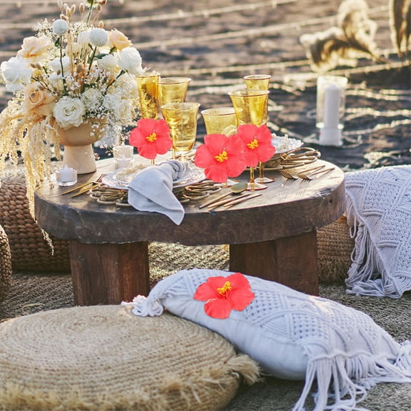 Masteelf 15 Pcs Artificial Hawaiian Hibiscus Flowers Realistic Faux Flowers Tropical Party Hibiscus Artificial Flowers Stunning Hawaiian Floral Decorations