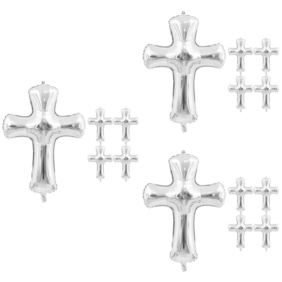 Masteelf 15 Pcs Cross Shape Balloons Baby Shower Baby Baptism Balloons Aluminium Foil Balloon