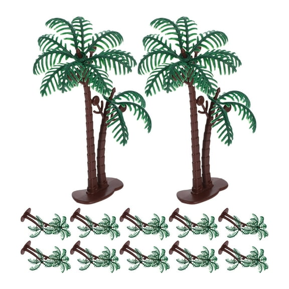Masteelf 15pcs Decorative Palm Trees for Cake Toppers and Party Decoration Realistic Coconut Palm Tree Model for Indoor and Outdoor Plastic  No Maintenance Needed