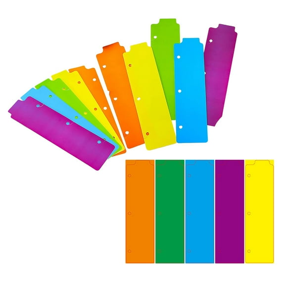 15pcs Colorful Plastic Planner Notebook Bookmarks for Document Files Repositionable 3 Ring Binder Tabs Snap In Bookmark Set