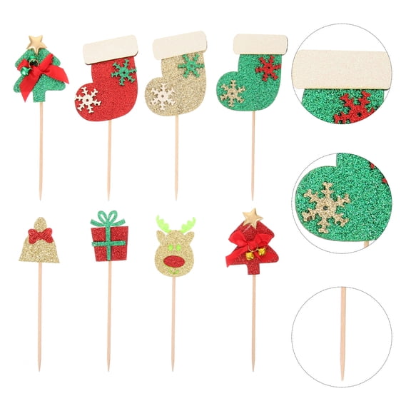 Masteelf 16 Pcs Snowman Cupcake Topper Decoration Insert Party Festival Decorations