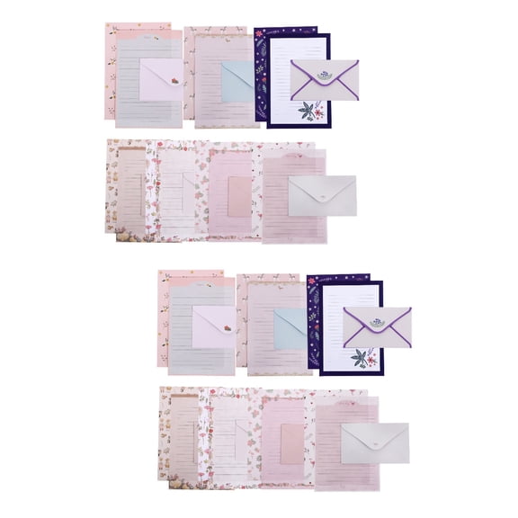 Masteelf 16 Sets Lovely Floral Letter Paper Cartoon A5 Writing Paper with Envelopes Kit