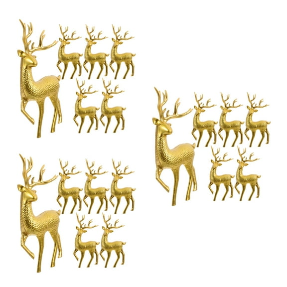 Masteelf 18 pcs  Christmas Reindeer Party Decorations Adorable Elk Statues Desktop Ornament Xmas Standing Deer Crafts Statues Plastic Deer Ornaments