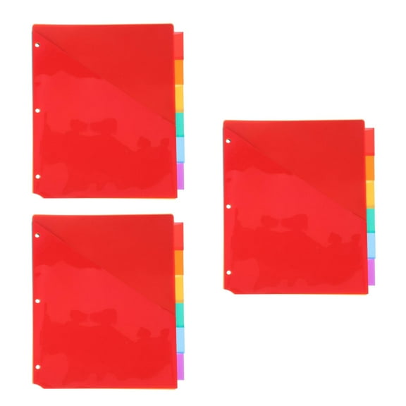 Masteelf 18 pcs  Plastic Binder Dividers For 3 Ring Binder Flexible Front Expanding Pockets 6 Tab Insertable Multicolor Tabs A4 Letter Size