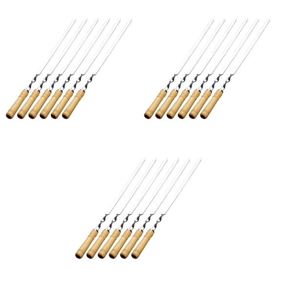 Masteelf 18 pcs Reusable Long BBQ Skewers Stainless Steel Flat Skewers Meat Sticks