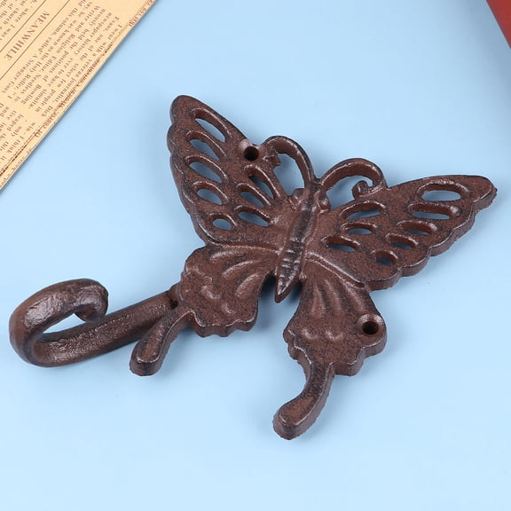 Masteelf 1PC Animal Shape Hook Wall Hanging Hook Iron Art Hook Door Back Hanger Creative Vintage Hook for Home Shop (Butterfly Pattern)