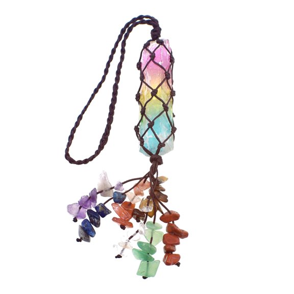 IDEANATEGRATE 1Pc Multi Color Stone Key Pendant Hanging Ornament for Bag Car Decoration