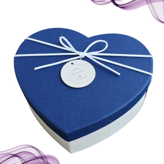 Masteelf 1PC Exquisite Gift Box Bowknot Heart Shaped Valentine Day Birthday Present Packing Box - Size (White Bottom Blue Cover)