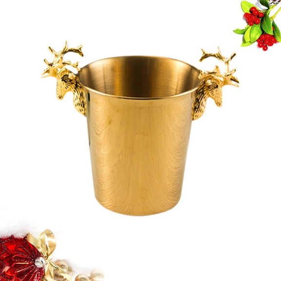 Masteelf 1Pack Icing Bucket For Beverage Holder Party Use Golden Deer Head Design