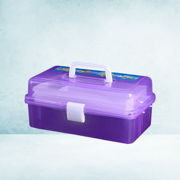 Masteelf 1Pc 3 Layers Multifunction  Cosmetic Storage Organizer Repair Tool Components Case Box (Purple)