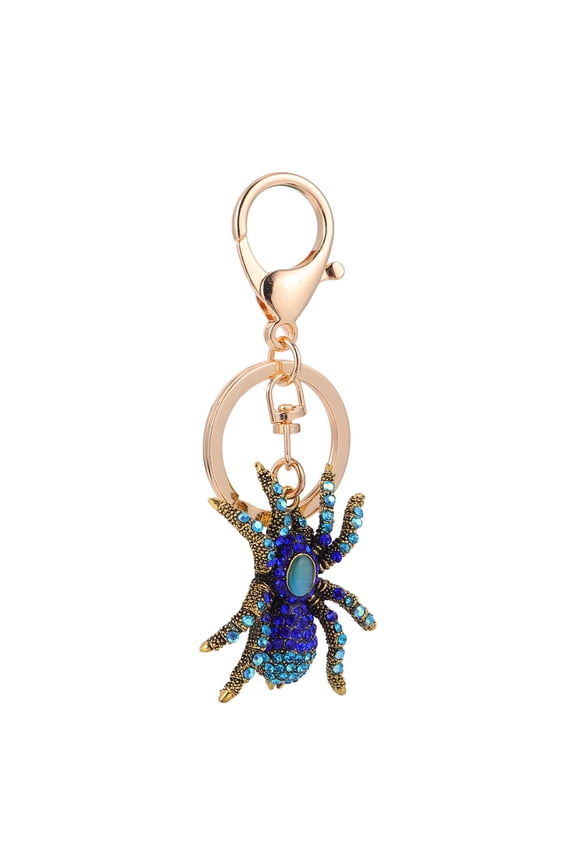 Key Chain Blue Alloy Spider Shape 1Pc 3.7X1.3X0.4In