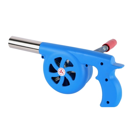 HEATSHAKING Outdoor Barbecue Blowing Tool Blue ABS Iron 1Set For Picnic 11x4.7in