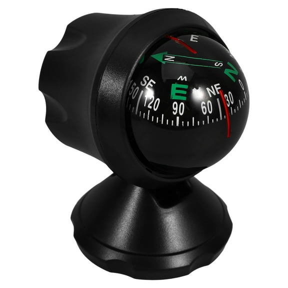 Masteelf 1Set Compact Black Ball Compass Adhesive Attachment for Vehicles