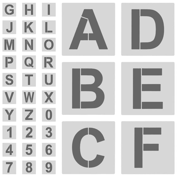 Masteelf 1Set DIY Blank Alphabet and Number Stencil Set for Kids Reusable Plastic Craft Templates for Learning Letters and Numbers for Painting Crafting