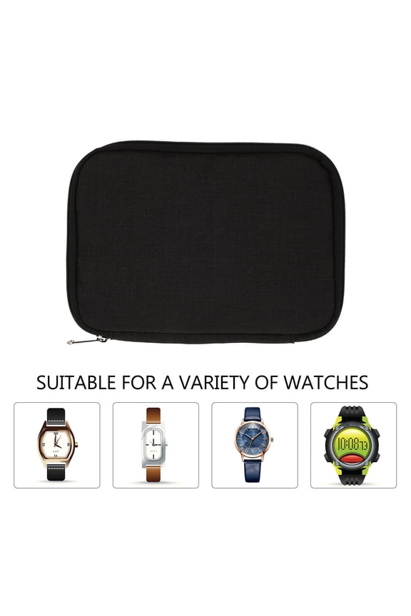 Travel Watch Organizer Outing Watchband Storage Bag Black 1Pack