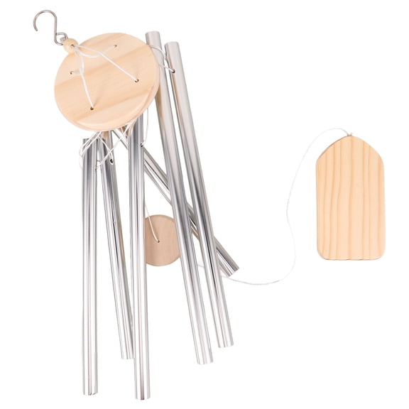 Masteelf 1Set Silver Colored Wood Wind Bell for Outdoor Decoration in Bedrooms