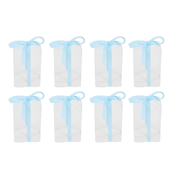 HEATSHAKING Clear Party Favor Boxes Pvc Transparent Cube present Boxes With Ribbon 1 Set 5.9X3.9X3.9In