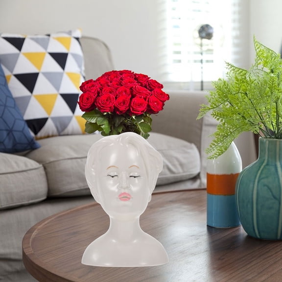 Masteelf 1pc Creative Ceramic Craft Vase Face Modeling Vase Human Face Modeling Vase
