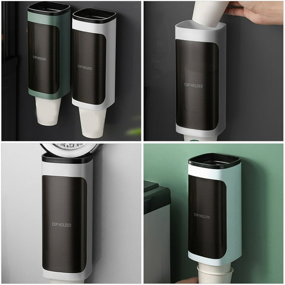 IDEANATEGRATE Wall Mounted Cup Holder Plastic Easy Access to Cups General Users Commercial Use 1Set