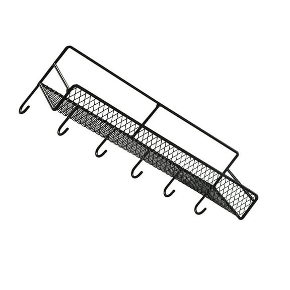 Masteelf 1pc Kitchen Storage Shelf Wrought iron Storage Hanging Rack (Black)