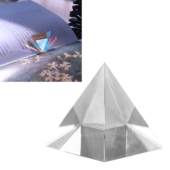 Masteelf 1pc Pyramid Crystal Glass Optical Glass Triangular Desktop Adornment for Friends (50x50mm Transparent)
