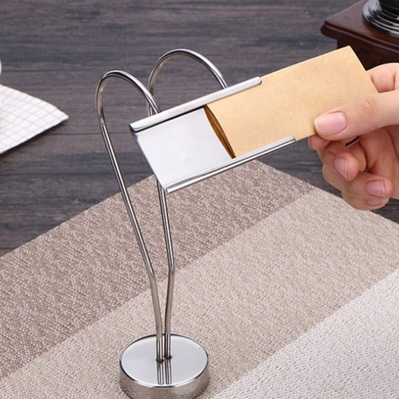 Masteelf Stainless Steel Memo Clip Holder 1pc Photo Stand Desktop Organizer for Hotel Restaurant Banquet 19.5cm