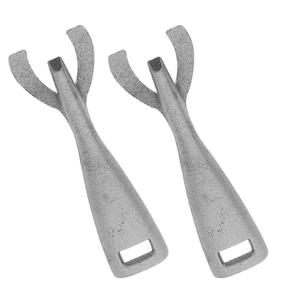 Masteelf 2PCS Cast Iron Steak Plate Fork Set, Light Grey Flatware for Kitchen and Dining Use