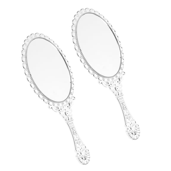 Masteelf 2 PCS Retro Mirror Handheld Vanity Mirror Travel 25.00X11.50X0.40CM Silver