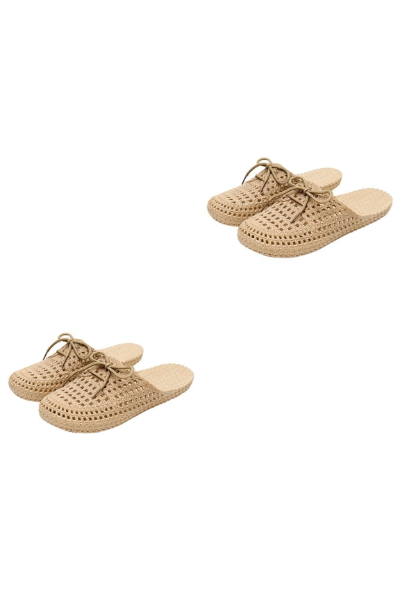 2 Pairs Beach Shoes Summer Sandals Sandals Flat Hollow- out Sandals Walking Sandal Summer Shoes for Ladies ( Size 37 )