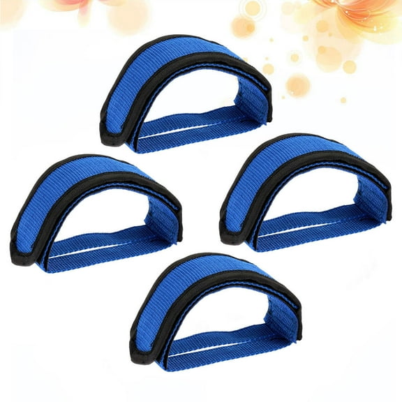 Masteelf 2 Pairs Bike Pedals with Straps in Blue Nylon for Cycling and Mountain Biking