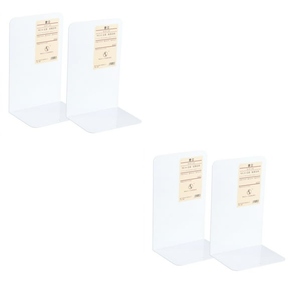 Masteelf 2 Pairs Metal Bookend Heavy Duty and Decorative Modern Design with Non-Skid Base (White)