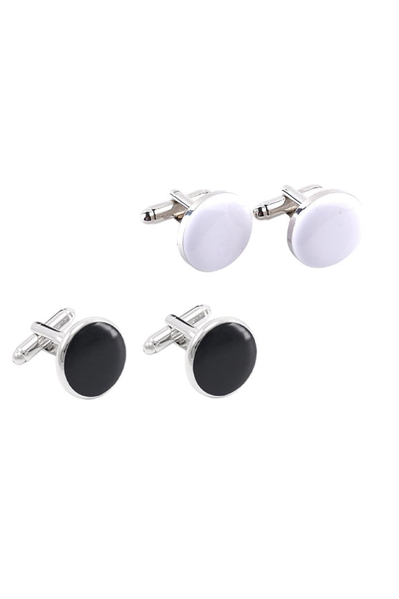 2 Pairs for Men Silver Cufflinks Shiny Appearance Man