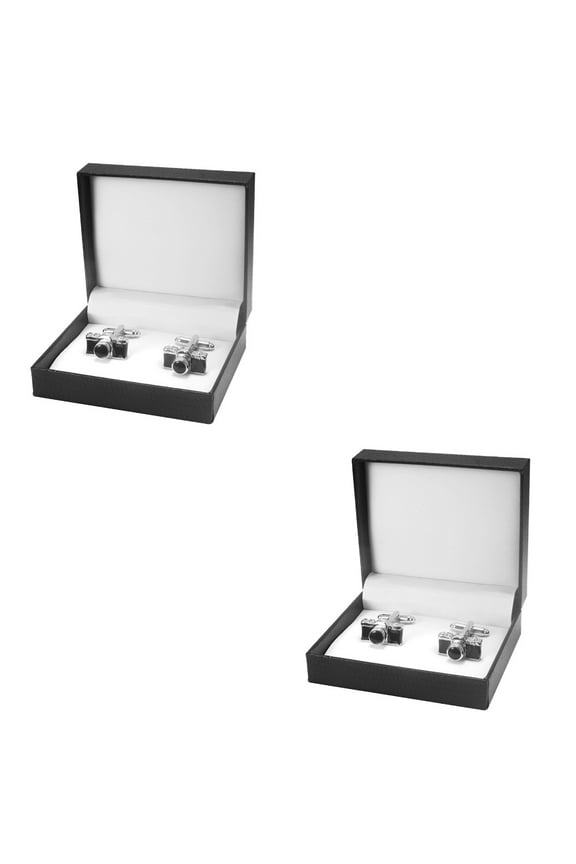 2 Pairs  of Fashion Cufflinks Male Cuff Studs Camera Shape Cufflinks with Gift Box