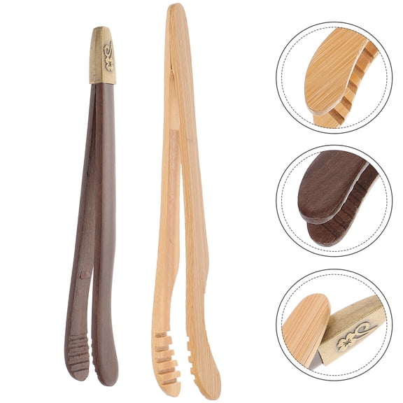 IDEANATEGRATE Tea Clips Tea Ceremony Accessories 2Pcs Bamboo Home Use