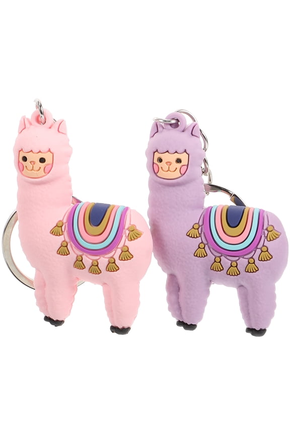 2 Pcs Alpaca Merchandise Cute Elephant Keychain Child Purple