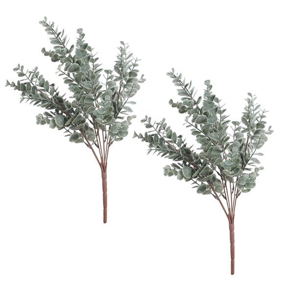 Masteelf  2 Pcs Artificial Simulated Eucalyptus Leaves Outdoor Plants Indoor