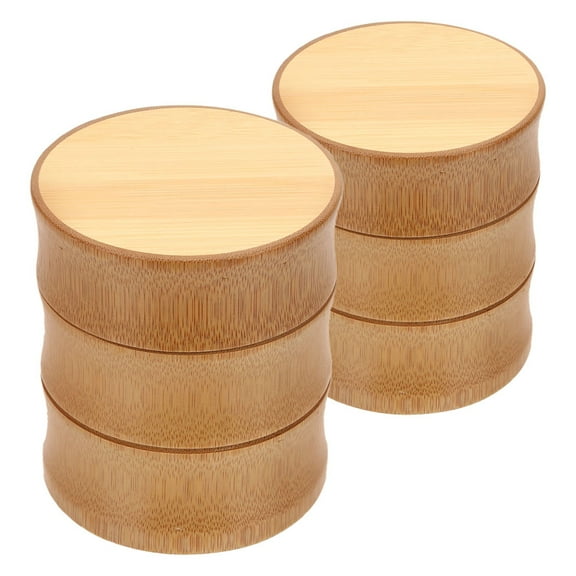 Masteelf 2 Pcs Bamboo Tea Canister With Lid Loose Tea Containers Tea Jar Food Storage Container Small Kitchen Canisters For Tea Coffee Sugar Flour