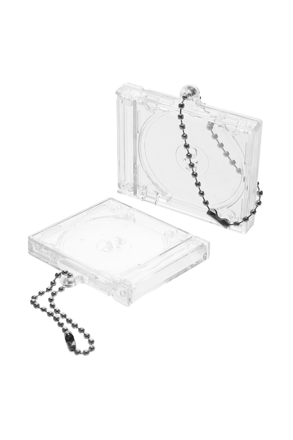 2 Pcs Bracket Card Earrings CD Case Keychain Man 5.20X5.00X1.00CM Transparent