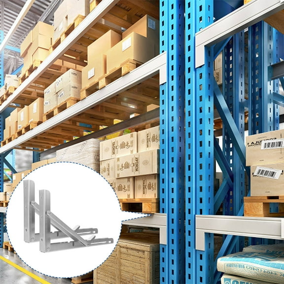 Masteelf  2 Pcs Bracket Countertop Support Foldable Brackets for Shelves Wall Mounted Clothes Silver