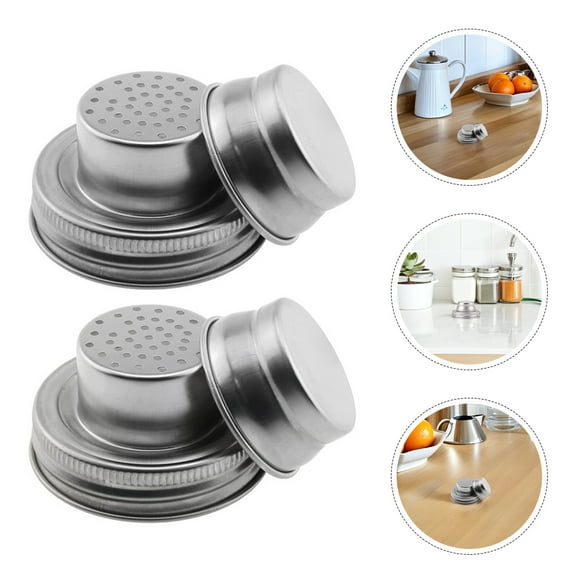 Masteelf 2 Pcs Canning Jars Lids Cocktail Shaker Replacement Caps Silver