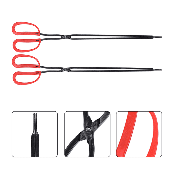 IDEANATEGRATE Garbage Clamp Stainless Steel Red For Adults Daily Life 2Pcs 54x3.9in